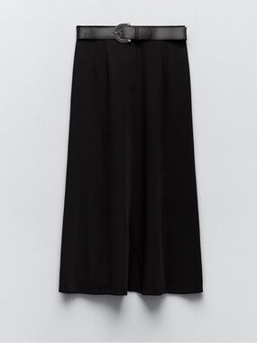 Zara Black A-Line Midi Skirt